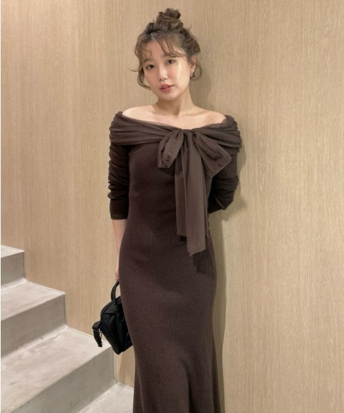 FRAY I.D（フレイ・アイディー） ワンピース 3wayリボンオフショル