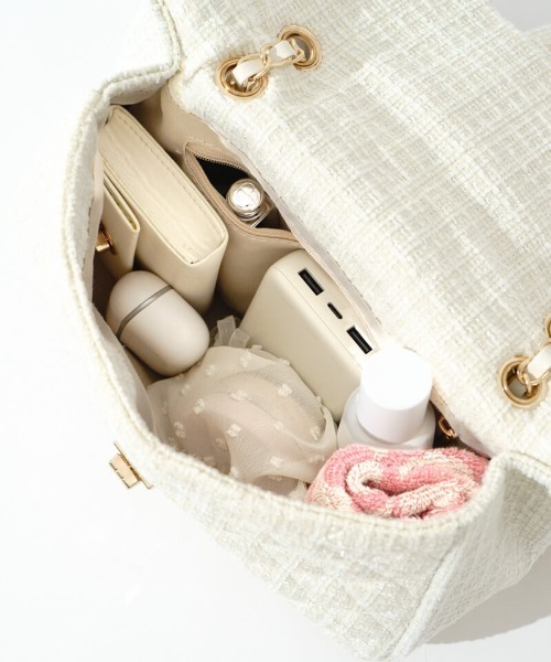 flower ショルダーバッグ バッグ ツイードチェーンバッグ レディース