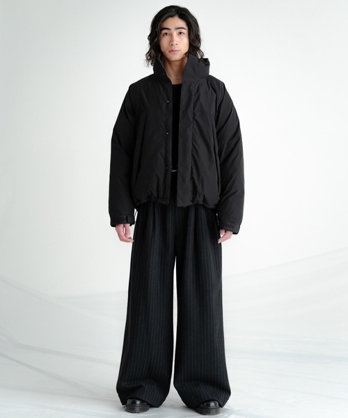 SINSS スラックス Flannel two tuck wide striped slacks / フランネル