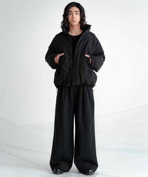 SINSS スラックス Flannel two tuck wide striped slacks / フランネル