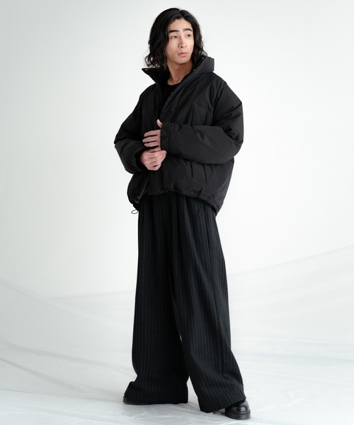 SINSS スラックス Flannel two tuck wide striped slacks / フランネル