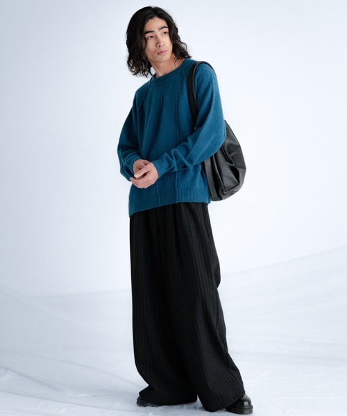 SINSS スラックス Flannel two tuck wide striped slacks / フランネル