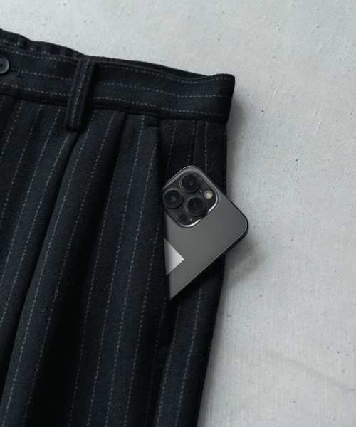 SINSS スラックス Flannel two tuck wide striped slacks / フランネル
