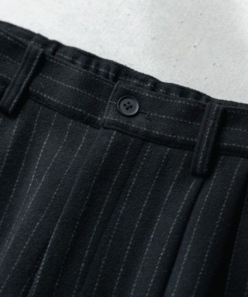 SINSS スラックス Flannel two tuck wide striped slacks / フランネル