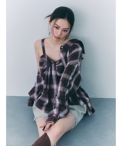 FRAY I.D（フレイ・アイディー） パンツ レースヘムレザーライク