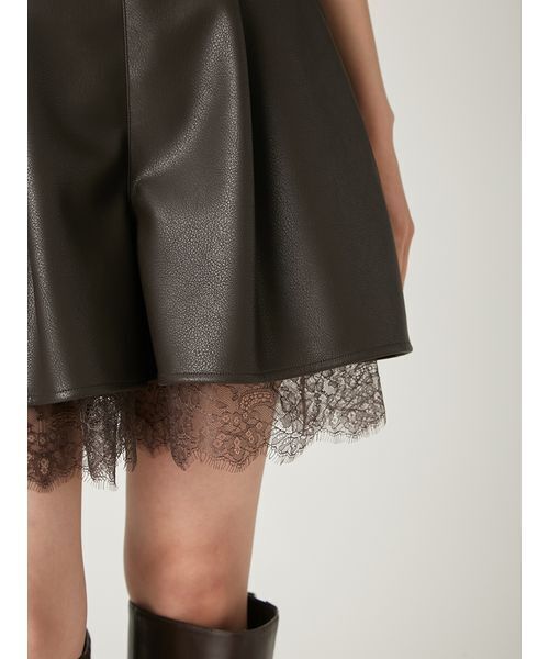 FRAY I.D（フレイ・アイディー） パンツ レースヘムレザーライク