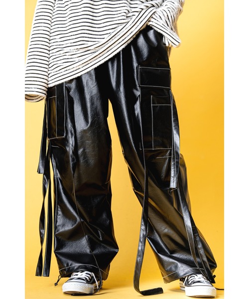 カーゴパンツ a.p.o.v. レザーテクノパンツ メンズ レディース