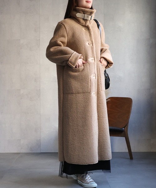 sakishimatokyo ムートンコート ボアコート シングルブレスト