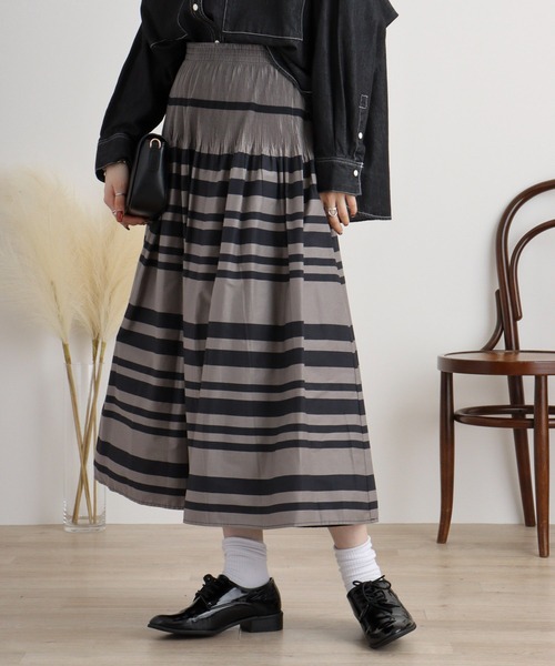 スカート A.N.L ボーダー×ストライプリバーシブルスカート : ZOZOTOWN
