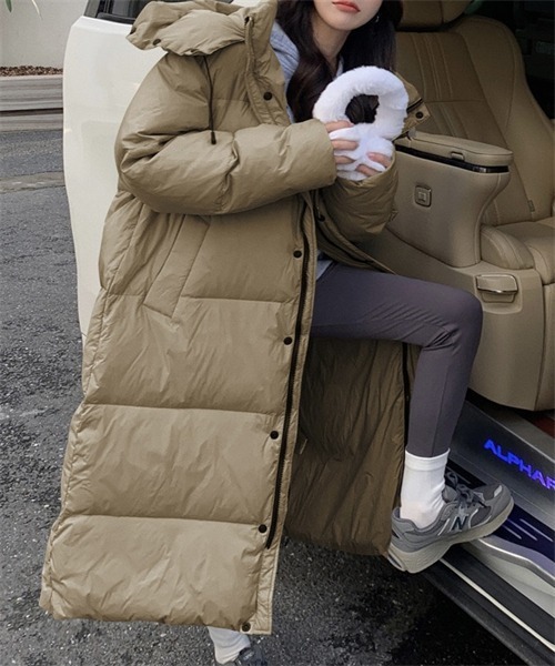 FREE STYLISTS ダウンコート ダウンジャケット フード付きロングダウン