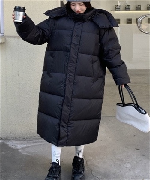 FREE STYLISTS ダウンコート ダウンジャケット フード付きロングダウン