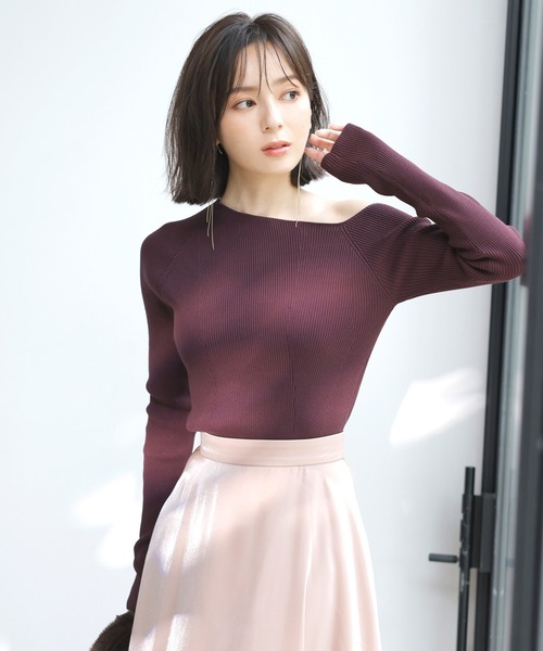 anuans（アニュアンス） ニット セーター アシンメトリーリブニット