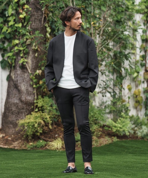 カンビオ リラックスポンチ ノーカラージャケット 上下 セットアップ