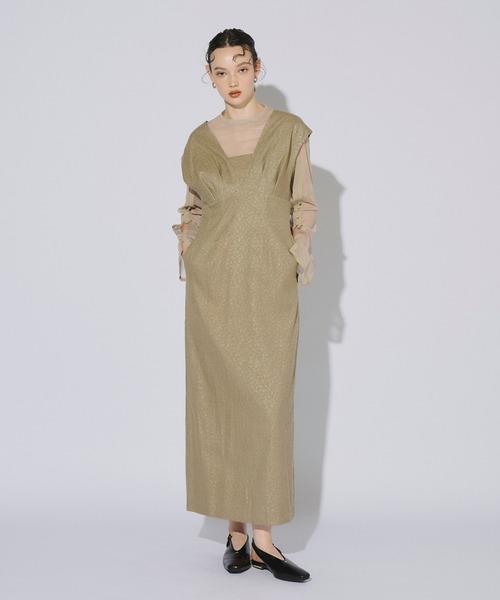 ANDRESD ドレス Vラインジャガードドレス / V line jacquard dress