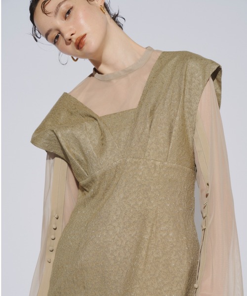 ANDRESD ドレス Vラインジャガードドレス / V line jacquard dress