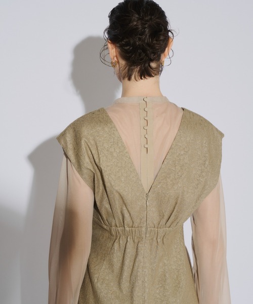 ANDRESD ドレス Vラインジャガードドレス / V line jacquard dress