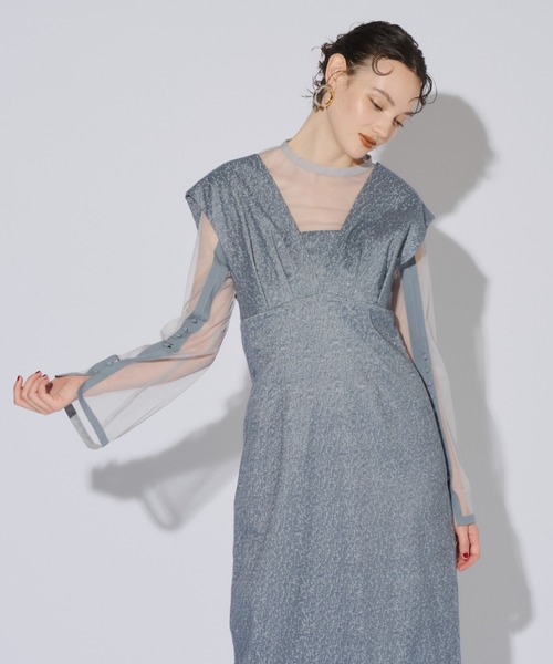 ANDRESD ドレス Vラインジャガードドレス / V line jacquard dress