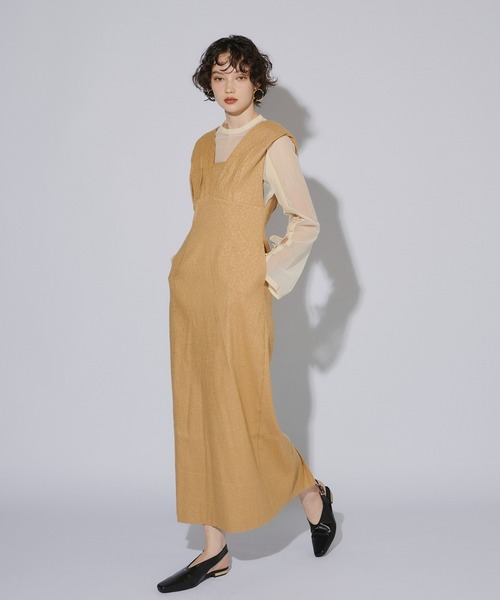 ANDRESD ドレス Vラインジャガードドレス / V line jacquard dress