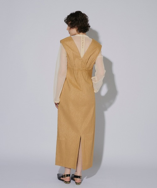 ANDRESD ドレス Vラインジャガードドレス / V line jacquard dress