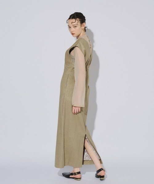 ANDRESD ドレス Vラインジャガードドレス / V line jacquard dress