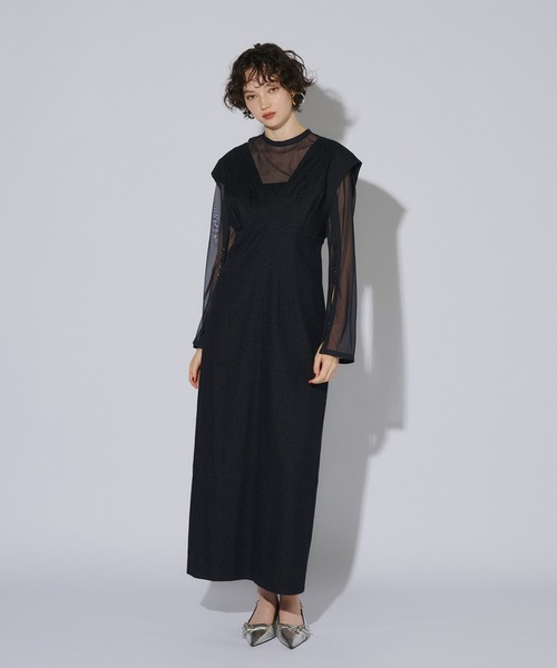 ANDRESD ドレス Vラインジャガードドレス / V line jacquard dress