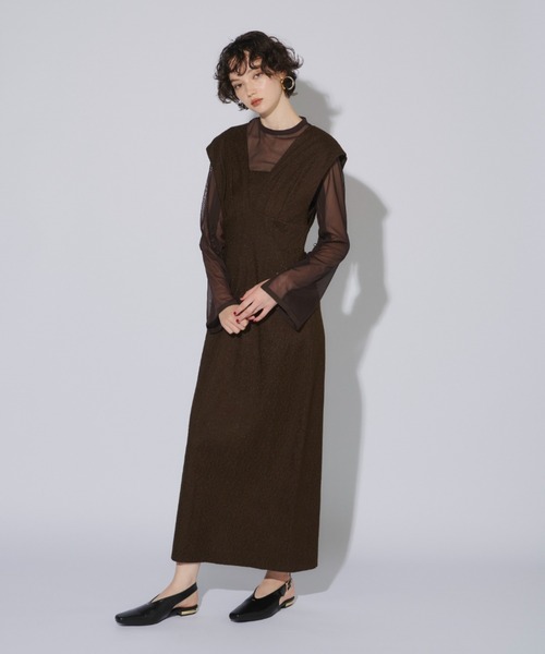 ANDRESD ドレス Vラインジャガードドレス / V line jacquard dress