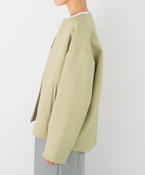 ジャケット ノーカラージャケット UVカットトリプルクロスショート