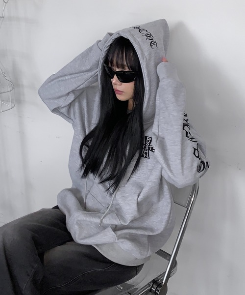 lilful パーカー 袖刺繍 ワッフルジップアップパーカー メンズ