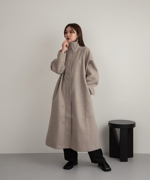 Amiur（エミレ） ステンカラーコート コート stand neck long coat