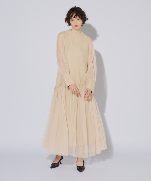 ANDRESD ドレス パイピングチュールドレス / piping tulle dress