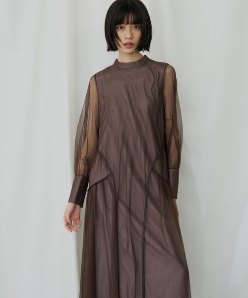 ANDRESD ドレス パイピングチュールドレス / piping tulle dress