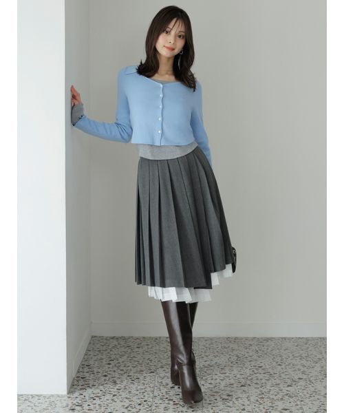 SNIDEL（スナイデル） スカート プリーツレイヤードミディスカート