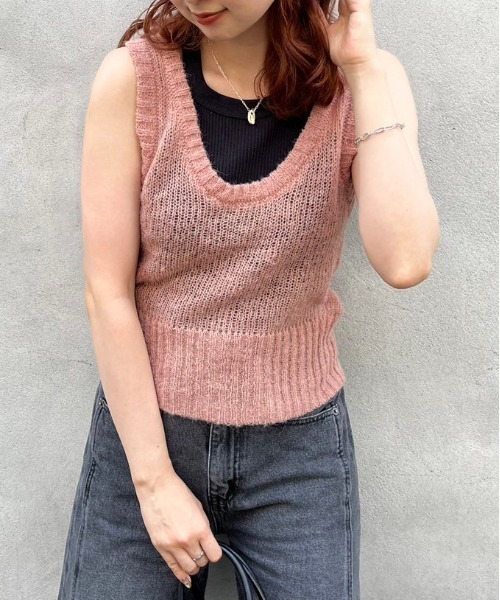 DOUBLE NAME（ダブルネーム） ニット セーター モヘアタッチシアー