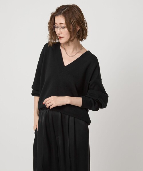 conte ニット セーター 「conte」ハイゲージ ディープVネックニット