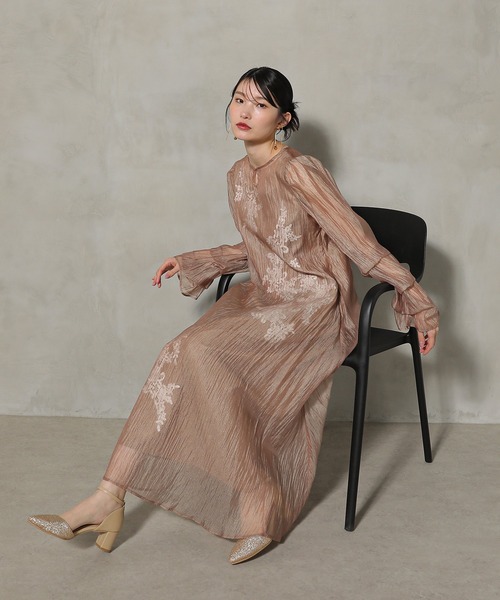 Kana ドレス モチーフレース シアー ワンピース パーティードレス 結婚