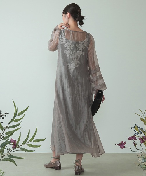 Kana ドレス モチーフレース シアー ワンピース パーティードレス 結婚