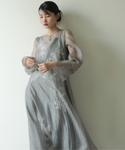 Kana ドレス モチーフレース シアー ワンピース パーティードレス 結婚