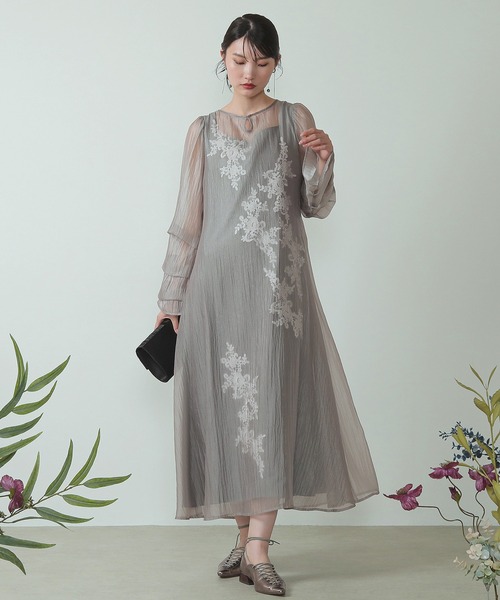 Kana ドレス モチーフレース シアー ワンピース パーティードレス 結婚