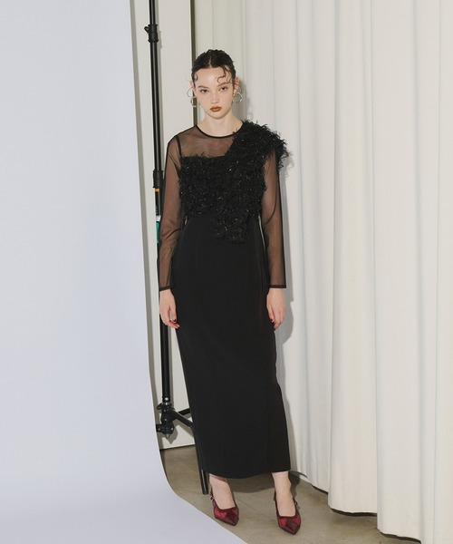 ANDRESD ドレス フリンジグリッターノットドレス / fringe glitter