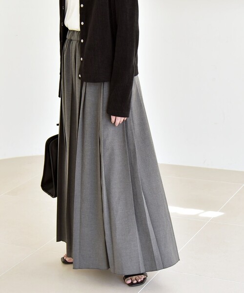 quaranciel スカート quaranciel: ランダム プリーツ マキシ スカート