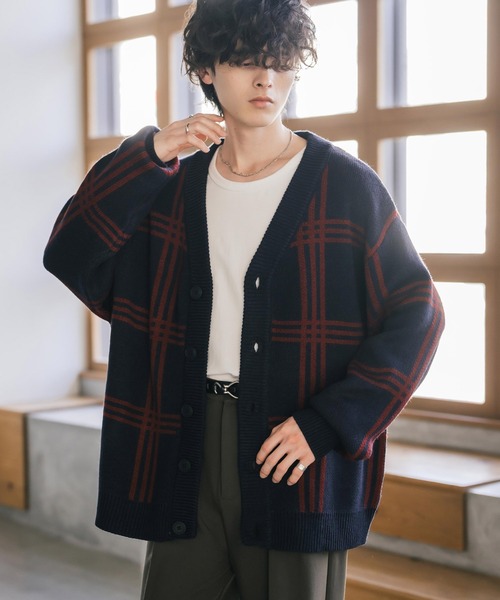 Rocky Monroe（ロッキーモンロー） カーディガン オーバーサイズ総柄V