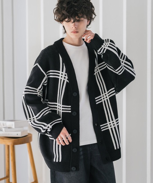 Rocky Monroe（ロッキーモンロー） カーディガン オーバーサイズ総柄V