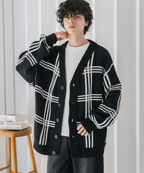 Rocky Monroe（ロッキーモンロー） カーディガン オーバーサイズ総柄V