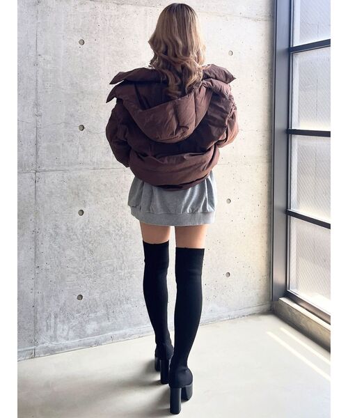 GYDA（ジェイダ） ブーツ チャンキーソールサイハイニットブーツ