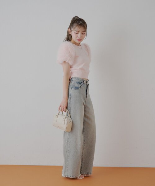 Chico（チコ） ニット セーター 袖ファー付パフニット レディース