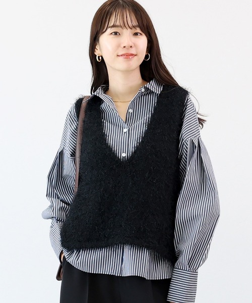 Aletta vita ベスト ジレ フェザーヤーンVネックニットベスト