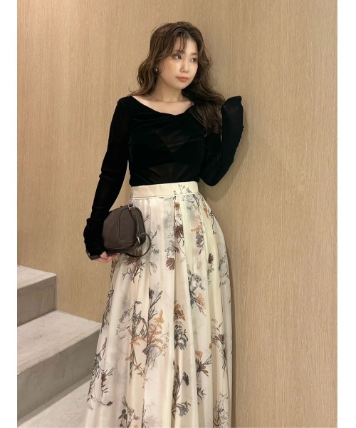 FRAY I.D（フレイ・アイディー） スカート ボタニカルプリントシアー