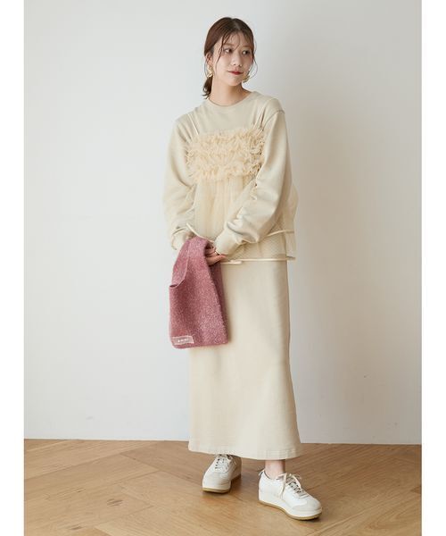 emmi ワンピース 「セットアイテム」チュールビスチェ×裏毛ワンピース