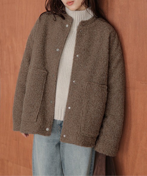 La-gemme（ラジェム） ノーカラーコート コート ブークレシャギー ノー