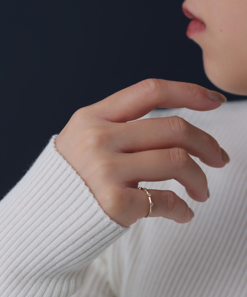 Lilas 指輪 リング 5ピースダイヤステーションピンキーリング K10